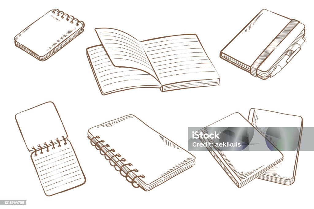Note Drawing Note Paper Book Doodle Set Free Hand Drawing Vector Stock Illustration ...