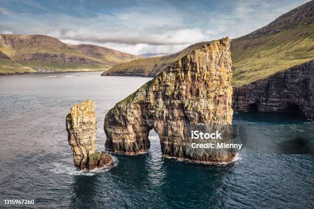 Faroe Islands Drangarnir Rock Gate Vágar Island Stock Photo - Download Image Now - Cliff, Faroe Islands, Rock Formation