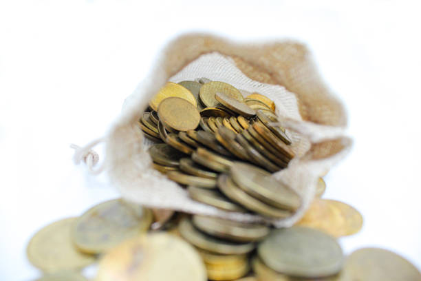 istock Macro bag of coins copy space 1315969489