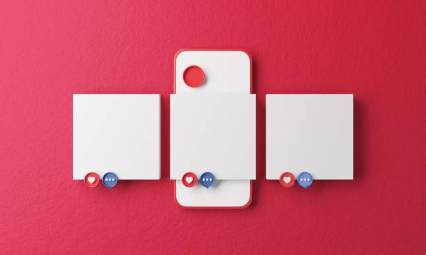 Post template in application with social media on mobile phone.