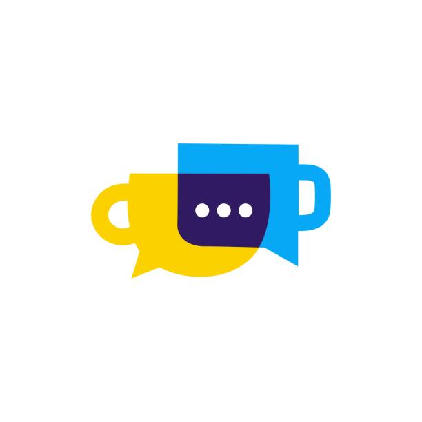 ilustrações de stock, clip art, desenhos animados e ícones de coffee talk chat bubble social vector icon illustration - coffee