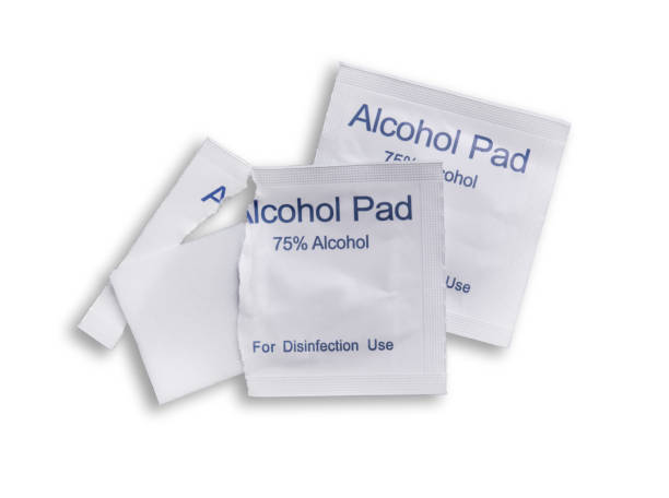 Alcohol pads for disinfection use packed on white background,alcohol swab Alcohol pads for disinfection use packed on white background,alcohol swab antiseptic stock pictures, royalty-free photos & images