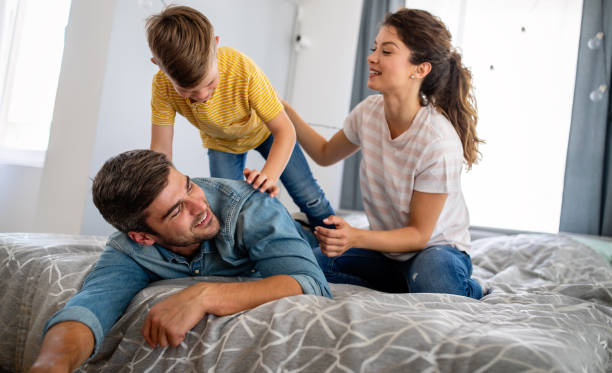 istock Happy family having fun time at home 1315982511