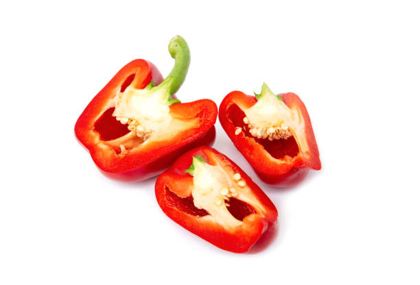 istock Red bell peppers Slice isolated on white background 1315982757