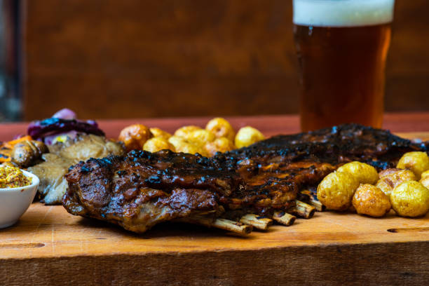 istock Smoked pork ribs with sauces 1315983544