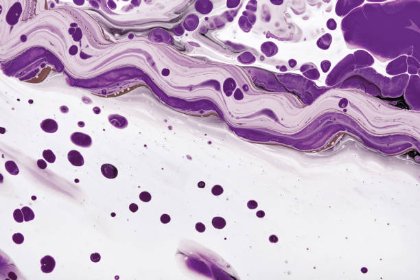 istock Acrylic Fluid Art. White waves and violet frothy bubbles. Digital decor. Abstract background or texture 1315988466