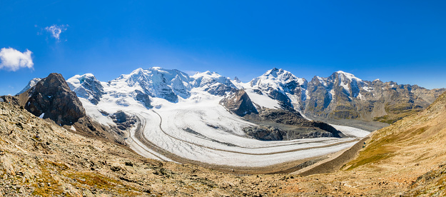 Aerial view of Great Aletsch Glacier, Switzerland