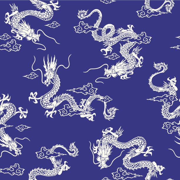 istock A collection of materials depicting dragons in Japanese style, 1315996929