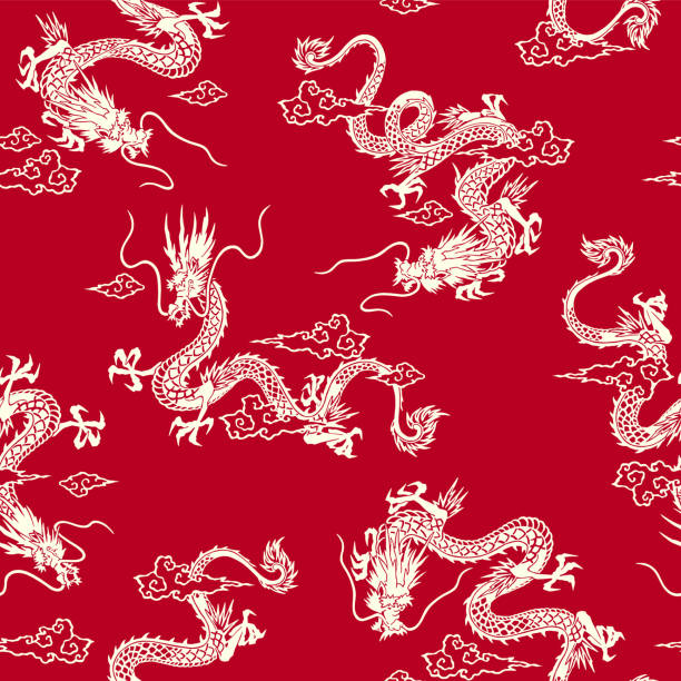 istock A collection of materials depicting dragons in Japanese style, 1315997212