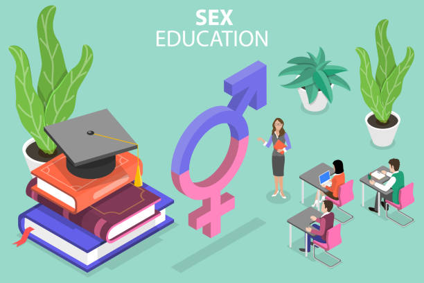 3d izometryczne płaskie wektor koncepcyjne ilustracja edukacji seksualnej - sex education condom contraceptive sex stock illustrations