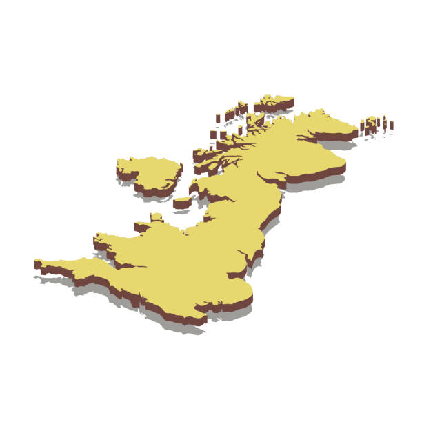 ilustrações de stock, clip art, desenhos animados e ícones de vector isometric map of united kingdom. - british empire illustrations