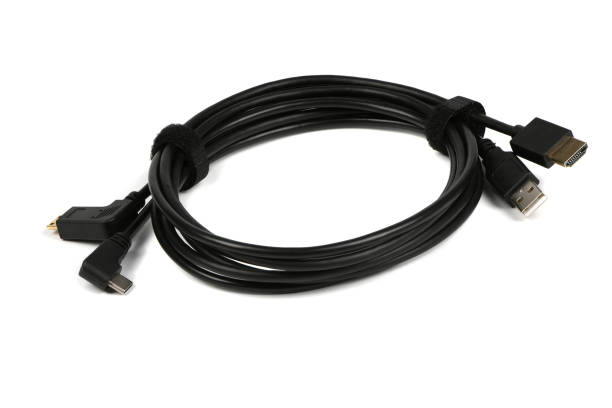 istock Black power cable for graphic monitor 1315999304