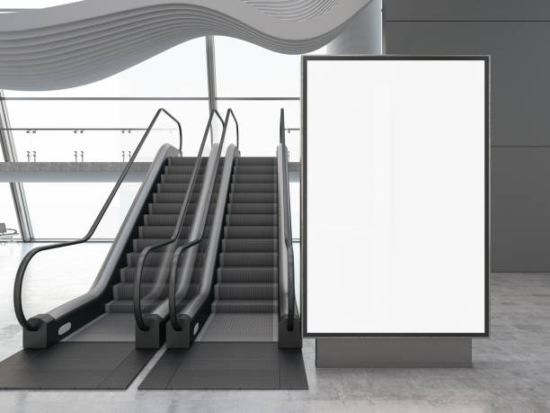 istock Empty Bilboard with Escalator in Airport 1316001017