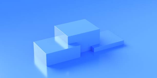 istock Display platforms set empty, blue blocks on blue color background. 3d illustration 1316001631