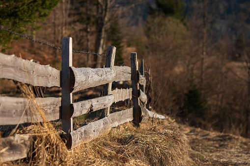 Fence in the field in  mountain.