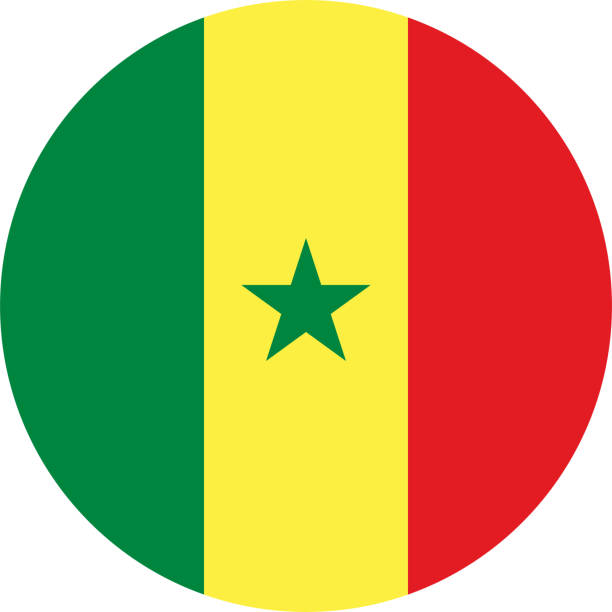 senegal runde flagge symbol. - flag of senegal stock-grafiken, -clipart, -cartoons und -symbole