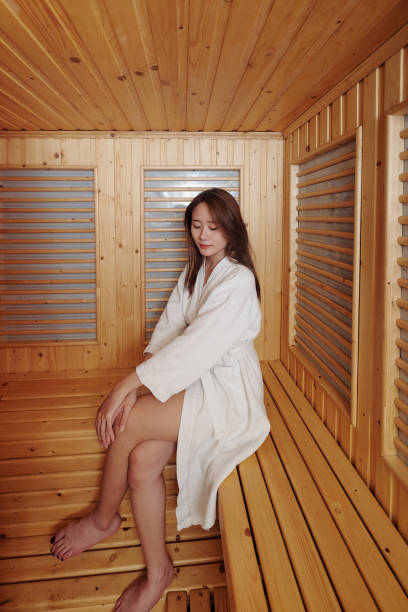 istock Young woman in sauna 1316005681