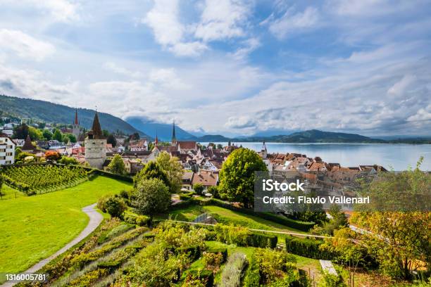 Switzerland Panorama Of Zug Stock Photo - Download Image Now - Switzerland, Zug - City, Town