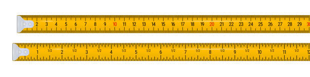 illustrazioni stock, clip art, cartoni animati e icone di tendenza di il nastro misura 30 centimetri e 12 pollici. illustrazione vettoriale realistica 3d isolata su bianco - metric system