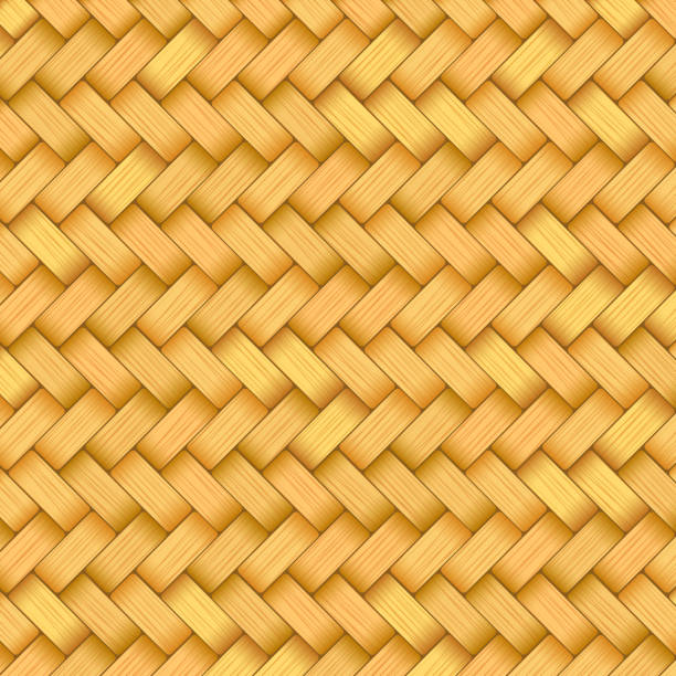 illustrazioni stock, clip art, cartoni animati e icone di tendenza di tappetino a canne con texture intrecciata di cannucce di campiture - bamboo asia backgrounds textured