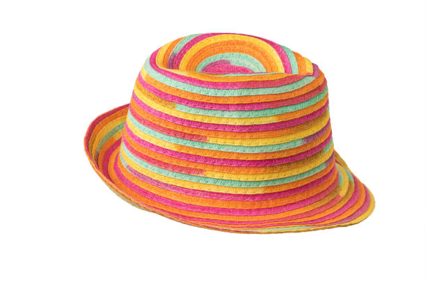 istock Stylish multi-colored summer sun hat isolated on a white background. 1316009804