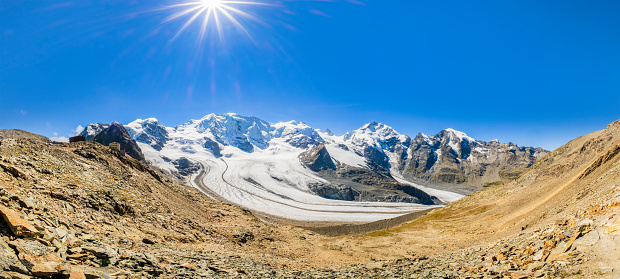 Morteratsch glacier, Swiss canton of Graubuenden (6 shots stitched)