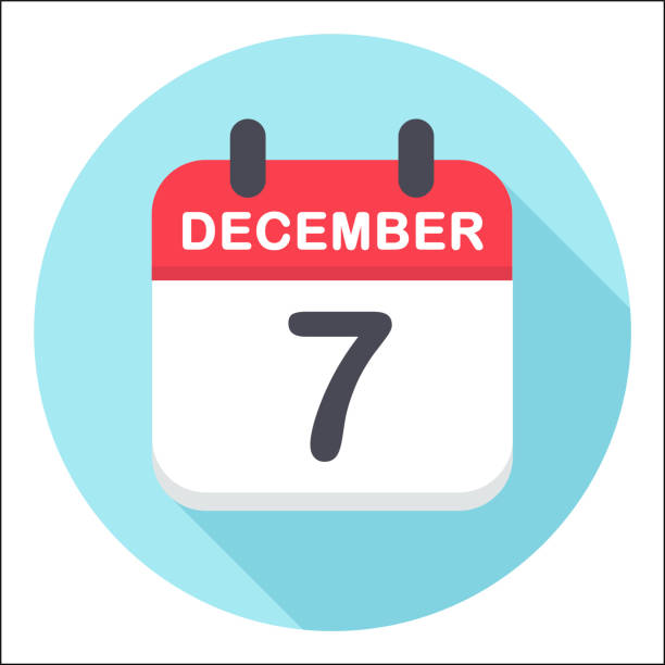 ilustrações, clipart, desenhos animados e ícones de 7 de dezembro - ícone do calendário - rodada - december 7th