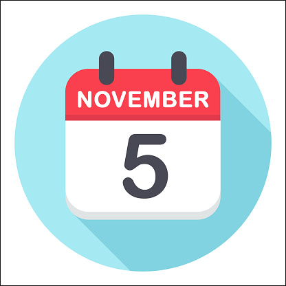 November 5 - Calendar Icon - Round - Vector Illustration