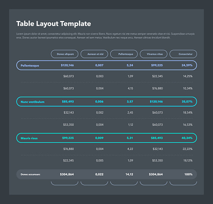 Table Layout File Modern Business Table Layout Template With The Total Sum Row And Place ...