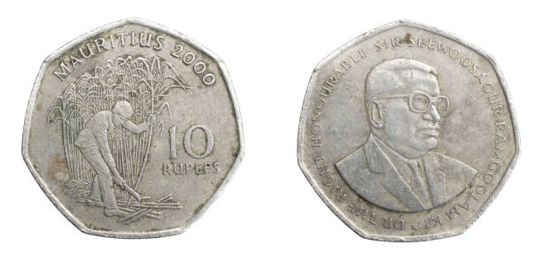istock Mauritius ten rupees coin on a white isolated background 1316011306
