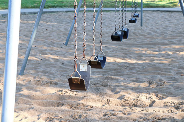 Seats on a swingset at the park