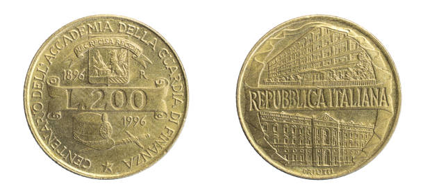 istock Italy two hundred lira coin on white isolated background 1316011941