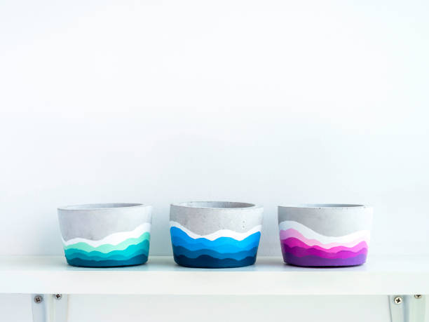 istock Beautiful unique DIY painted concrete pot. 1316012757