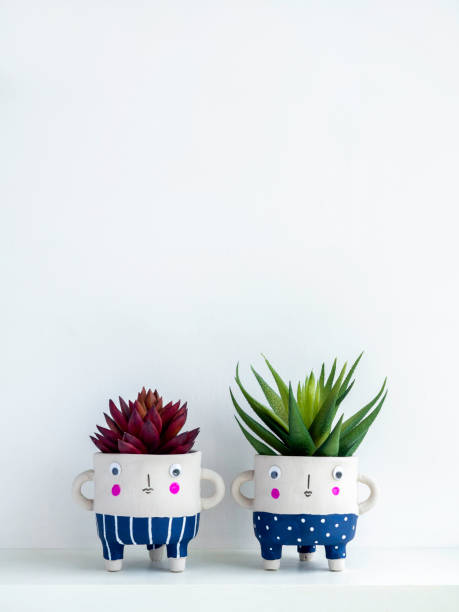 istock Beautiful unique DIY painted concrete pot. 1316012874