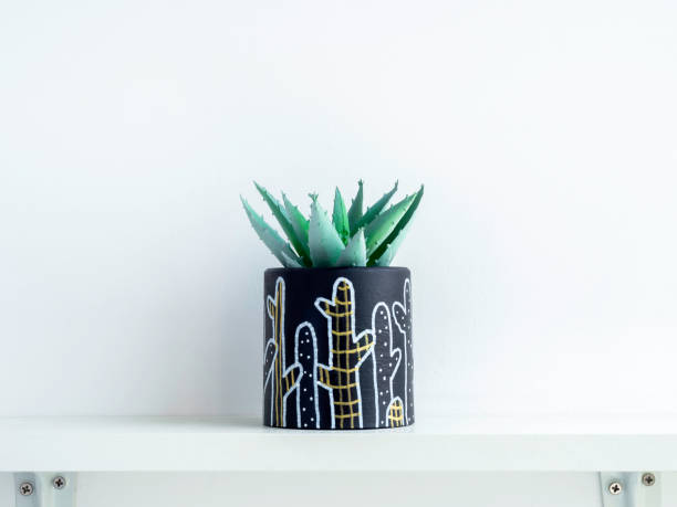 istock Beautiful unique DIY painted concrete pot. 1316012968