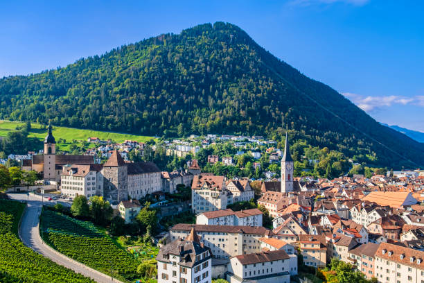 panorama of chur, switzerland - chur imagens e fotografias de stock