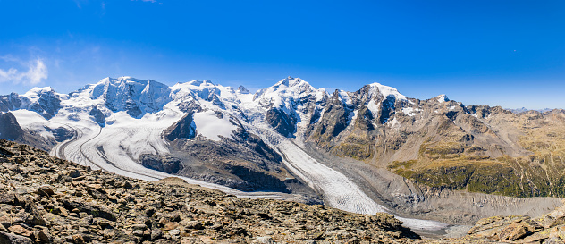 Morteratsch glacier, Swiss canton of Graubuenden