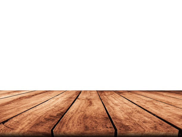 istock Brown wooden floor perspective angle with a blank white background. 1316013727