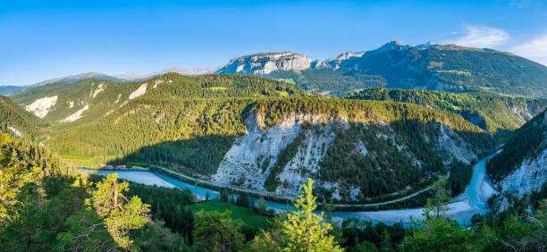 Ruinaulta, a canyon-like gorge in the Anterior Rhine Valley, in the Swiss canton of Graubunden (4 shots stitched)