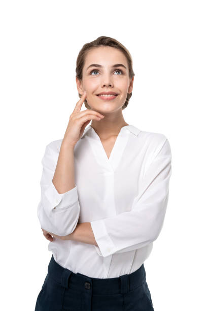 istock Smiling thoughtful young businesswoman, isolated 1316015736