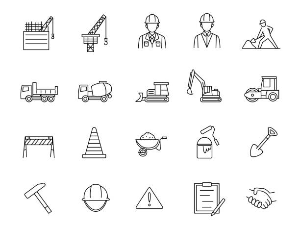 ilustracja ikon konstrukcji - foreman stock illustrations