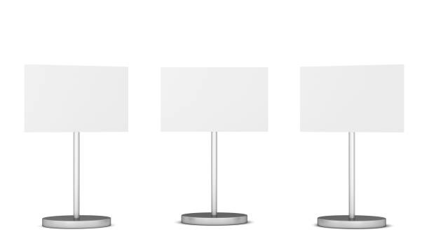 istock Blank sign on a metal pole stand mockup 1316021362