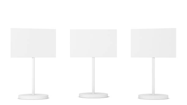 istock Blank sign on a metal pole stand mockup 1316021451