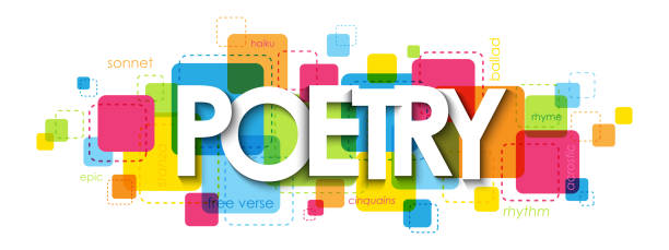 ilustraciones, imágenes clip art, dibujos animados e iconos de stock de poesía colorida tipografía banner - poesía literatura