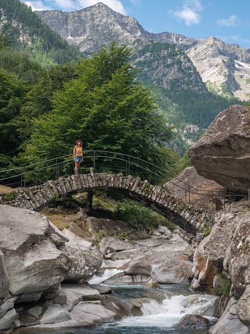 People loving nature concept\nWoman hiking in Ticino, Switzerland