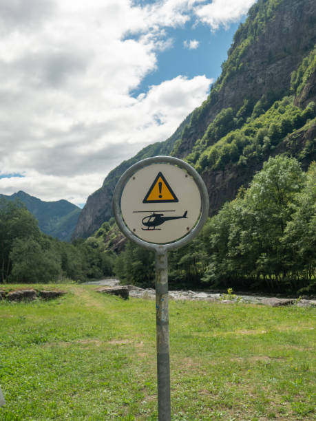 istock Helicopter warning sign, Ticino canton, Switzerland 1316024548