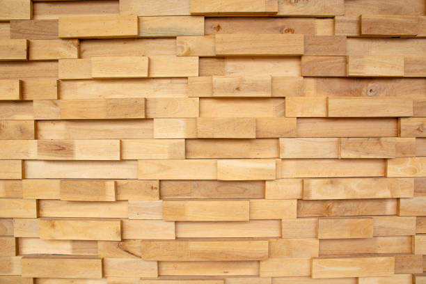 istock 3D wood wall Designed by alternating blocks Texture background 1316025147