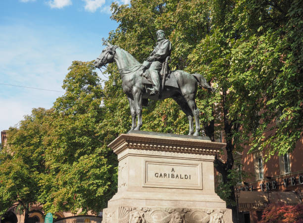 Bologna, Italy - Circa September 2017: Giuseppe Garibaldi equestrian statue by sculptor Arnaldo Zocchi circa 1900.