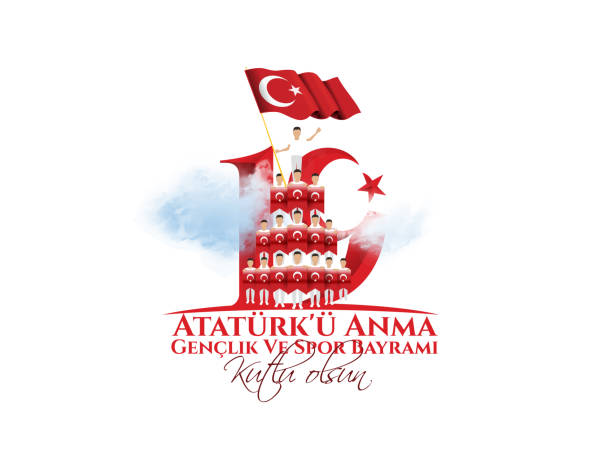 ilustrações de stock, clip art, desenhos animados e ícones de vector illustration may 19 commemoration of ataturk, youth and sports holiday - may