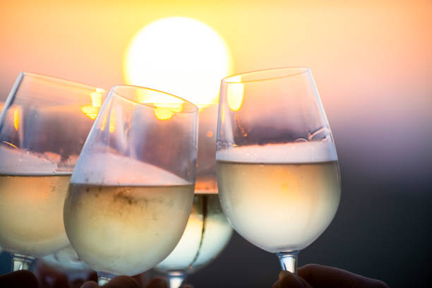 istock Group of friends having fun and toasting outdoors with white wine 1316030881